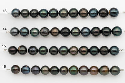 9-10mm Tahitian Pearl Short Strand, Near Round with High Luster and Natural Surface Variations, SKU # 2704TH