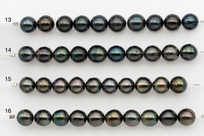 10-11mm Tahitian Pearl Short Strand, Near Round with High Luster and Natural Surface Variations, SKU # 2705TH