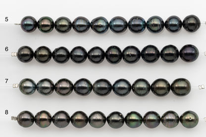 10-11mm Tahitian Pearl Short Strand, Near Round with High Luster and Natural Surface Variations, SKU # 2706TH