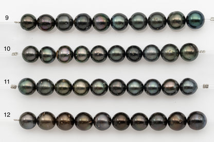 10-11mm Tahitian Pearl Short Strand, Near Round with High Luster and Natural Surface Variations, SKU # 2706TH