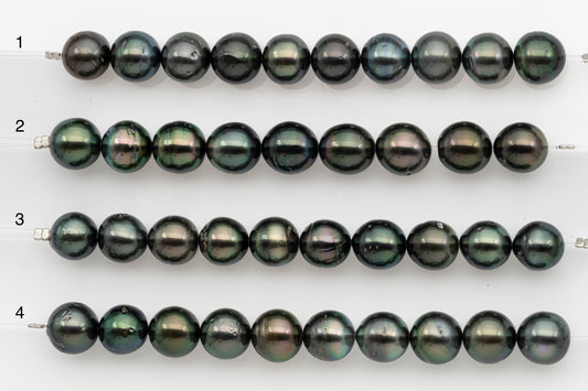 10-11mm Tahitian Pearl Short Strand, Near Round with High Luster and Natural Surface Variations, SKU # 2706TH