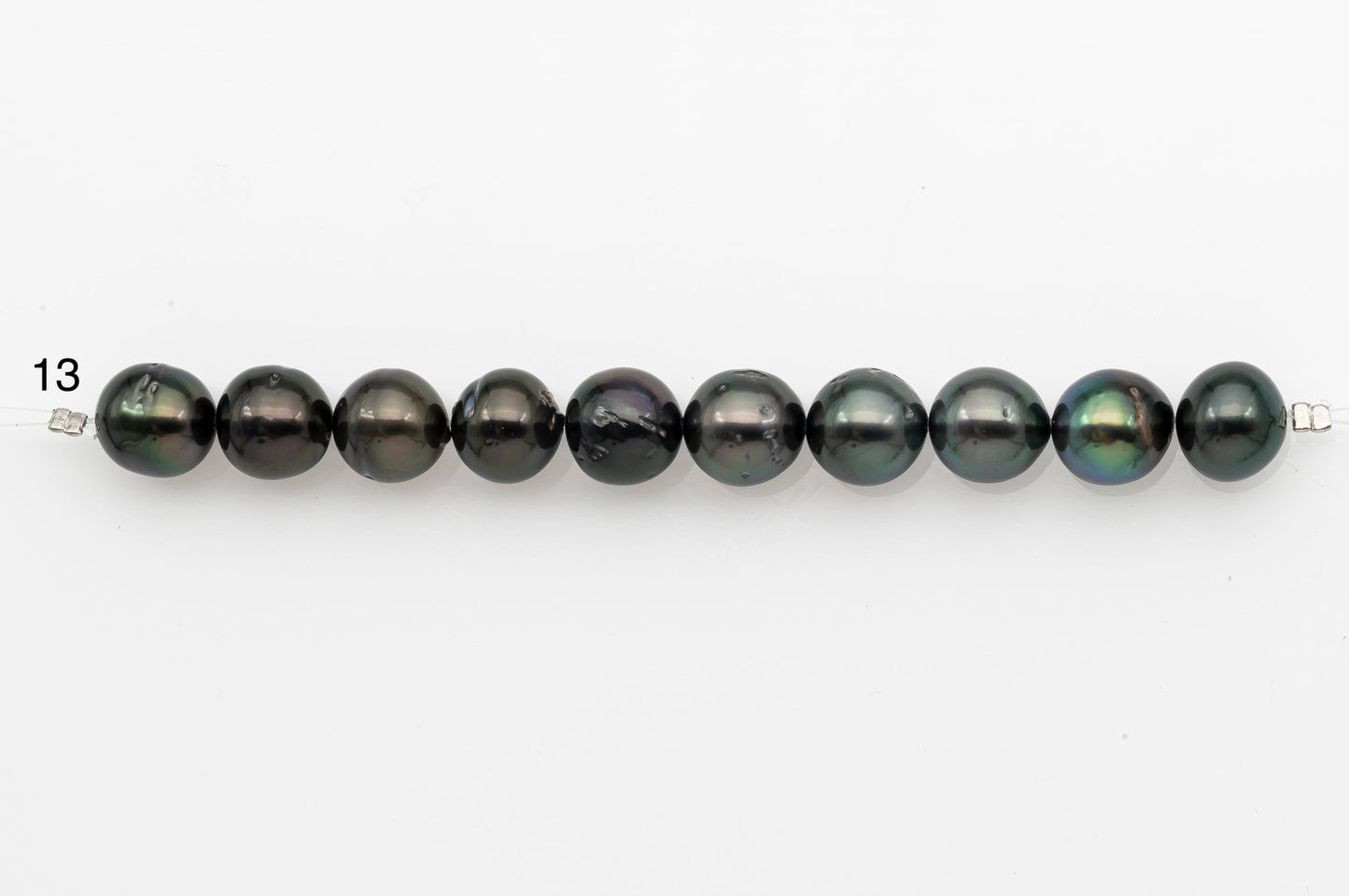 10-11mm Tahitian Pearl Short Strand, Near Round with High Luster and Natural Surface Variations, SKU # 2706TH