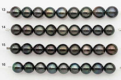 11-12mm Tahitian Pearl Short Strand, Near Round with High Luster and Natural Surface Variations, SKU # 2707TH