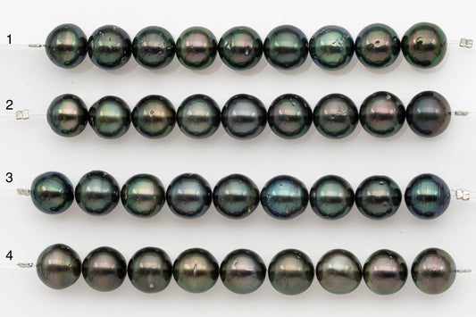 11-12mm Tahitian Pearl Short Strand, Near Round with High Luster and Natural Surface Variations, SKU # 2708TH