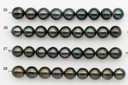 11-12mm Tahitian Pearl Short Strand, Near Round with High Luster and Natural Surface Variations, SKU # 2707TH