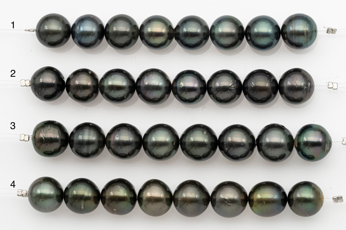 12-13mm Tahitian Pearl Short Strand, Near Round with High Luster and Natural Surface Variations, SKU # 2709TH