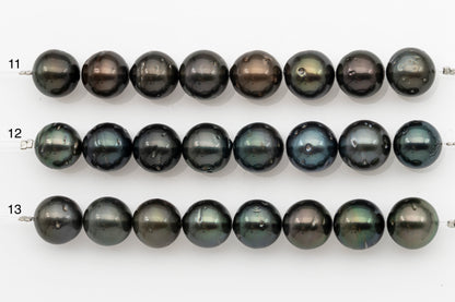 12-13mm Tahitian Pearl Short Strand, Near Round with High Luster and Natural Surface Variations, SKU # 2709TH