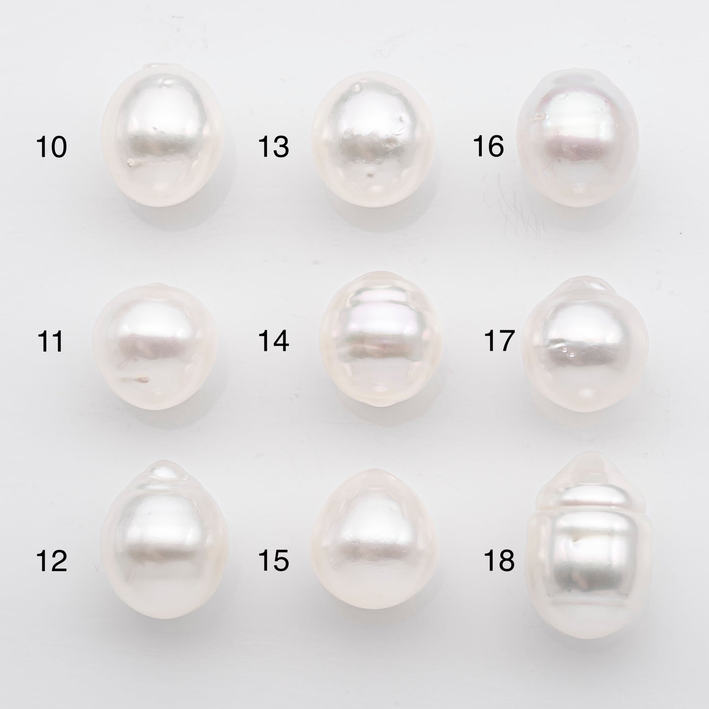 10-11mm White South Sea Pearl Drop Shape, Loose Undrilled Natural Color, SKU # 2712SS