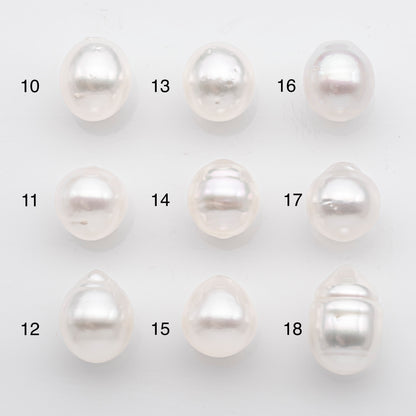 10-11mm White South Sea Pearl Drop Shape, Loose Undrilled Natural Color, SKU # 2712SS