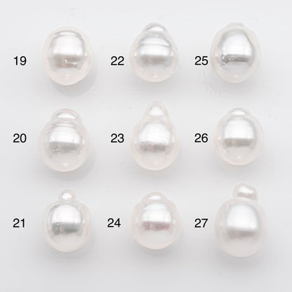 10-11mm White South Sea Pearl Drop Shape, Loose Undrilled Natural Color, SKU # 2712SS