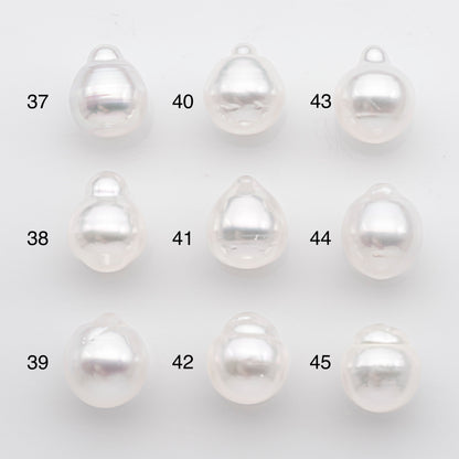 10-11mm White South Sea Pearl Drop Shape, Loose Undrilled Natural Color, SKU # 2712SS
