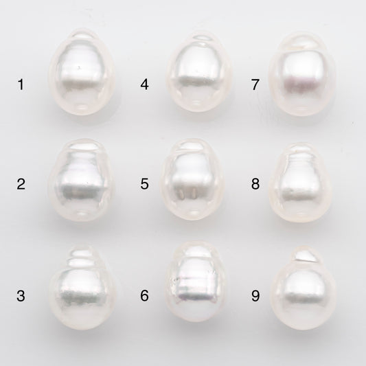 10-11mm White South Sea Pearl Drop Shape, Loose Undrilled Natural Color, SKU # 2712SS