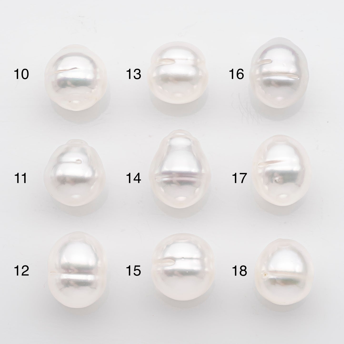 10-11mm White South Sea Pearl Drop Shape, Loose Undrilled Natural Color, SKU # 2714SS