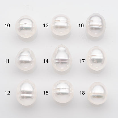 10-11mm White South Sea Pearl Drop Shape, Loose Undrilled Natural Color, SKU # 2714SS