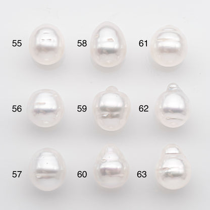 10-11mm White South Sea Pearl Drop Shape, Loose Undrilled Natural Color, SKU # 2714SS