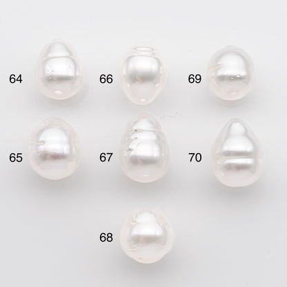 10-11mm White South Sea Pearl Drop Shape, Loose Undrilled Natural Color, SKU # 2714SS