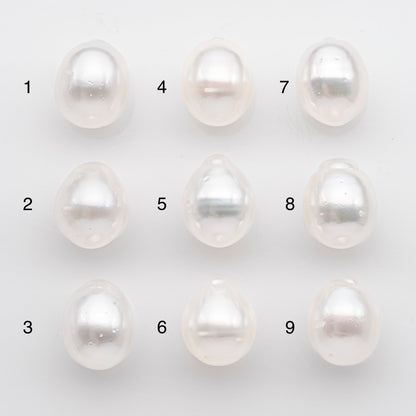 10-11mm White South Sea Pearl Drop Shape, Loose Undrilled Natural Color, SKU # 2715SS