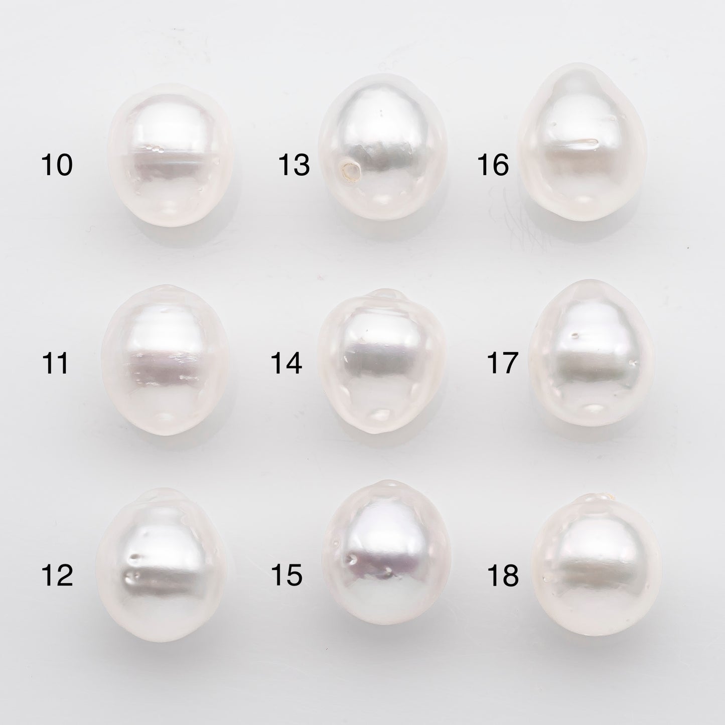 10-11mm White South Sea Pearl Drop Shape, Loose Undrilled Natural Color, SKU # 2715SS