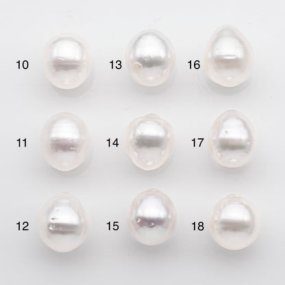 10-11mm White South Sea Pearl Drop Shape, Loose Undrilled Natural Color, SKU # 2715SS