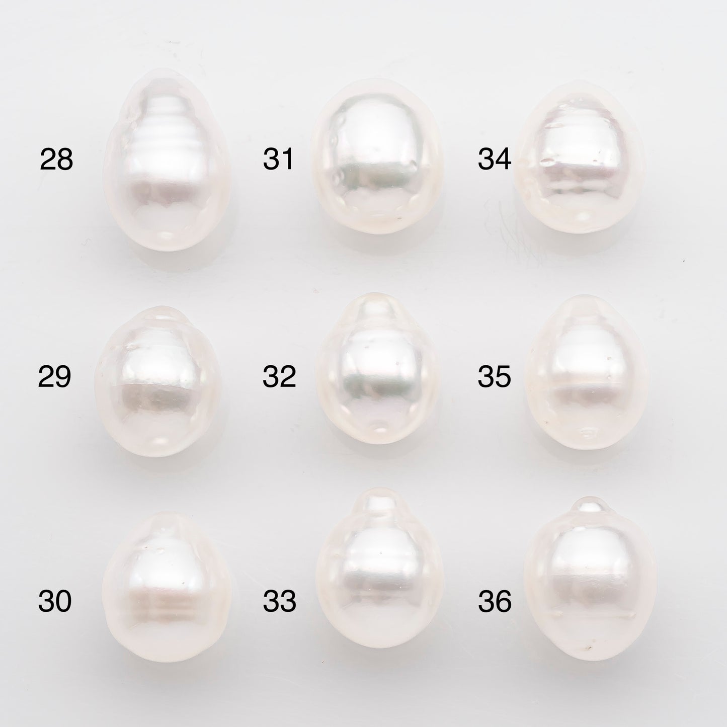 10-11mm White South Sea Pearl Drop Shape, Loose Undrilled Natural Color, SKU # 2715SS