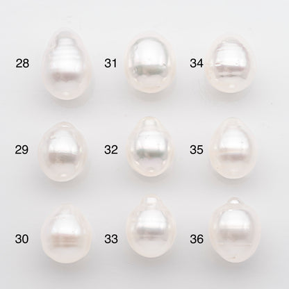 10-11mm White South Sea Pearl Drop Shape, Loose Undrilled Natural Color, SKU # 2715SS