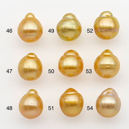11-12mm South Sea Pearl in Natural Gold Color, Loose Drop Shape, Undrilled for Jewelry Making, SKU # 2720GS