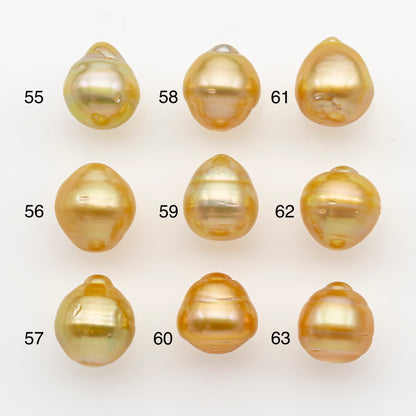 11-12mm South Sea Pearl in Natural Gold Color, Loose Drop Shape, Undrilled for Jewelry Making, SKU # 2720GS