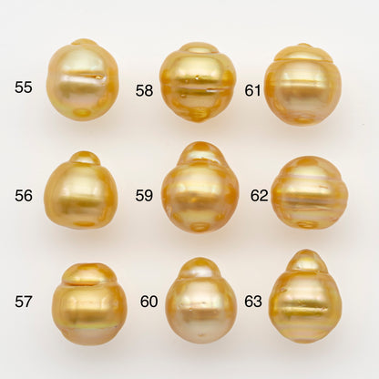 11-12mm South Sea Pearl in Natural Gold Color, Loose Drop Shape, Undrilled for Jewelry Making, SKU # 2721GS