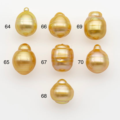 11-12mm South Sea Pearl in Natural Gold Color, Loose Drop Shape, Undrilled for Jewelry Making, SKU # 2721GS