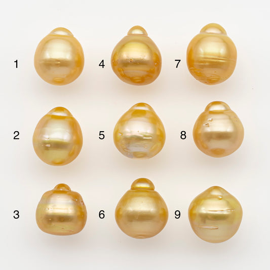 11-12mm South Sea Pearl in Natural Gold Color, Loose Drop Shape, Undrilled for Jewelry Making, SKU # 2722GS