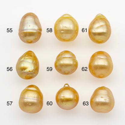 11-12mm South Sea Pearl in Natural Gold Color, Loose Drop Shape, Undrilled for Jewelry Making, SKU # 2722GS