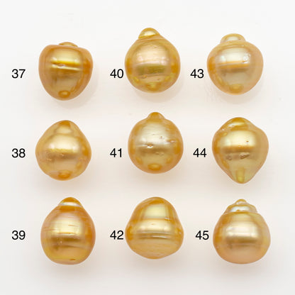 11-12mm South Sea Pearl in Natural Gold Color, Loose Drop Shape, Undrilled for Jewelry Making, SKU # 2723GS