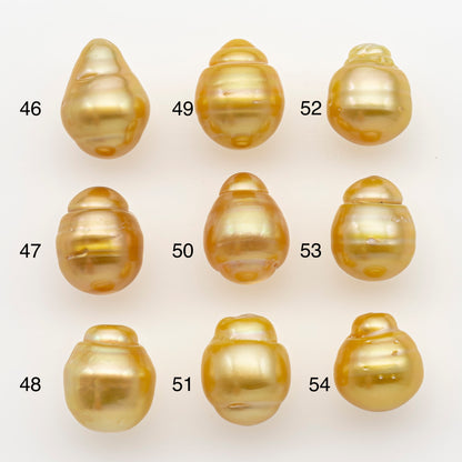11-12mm South Sea Pearl in Natural Gold Color, Loose Drop Shape, Undrilled for Jewelry Making, SKU # 2724GS