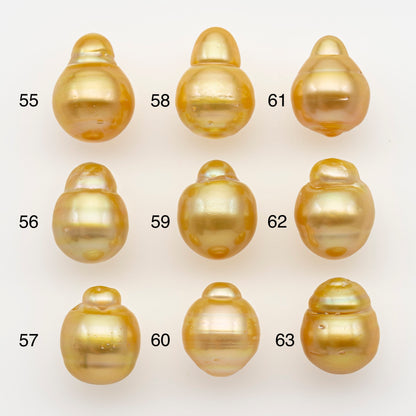 11-12mm South Sea Pearl in Natural Gold Color, Loose Drop Shape, Undrilled for Jewelry Making, SKU # 2724GS