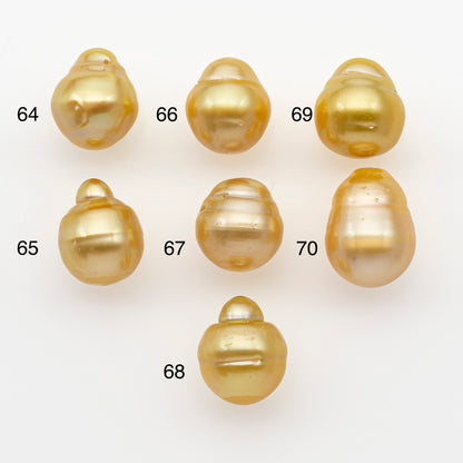 11-12mm South Sea Pearl in Natural Gold Color, Loose Drop Shape, Undrilled for Jewelry Making, SKU # 2724GS