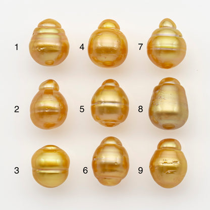 11-12mm South Sea Pearl in Natural Gold Color, Loose Drop Shape, Undrilled for Jewelry Making, SKU # 2725GS