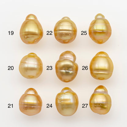 11-12mm South Sea Pearl in Natural Gold Color, Loose Drop Shape, Undrilled for Jewelry Making, SKU # 2725GS