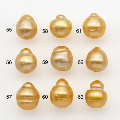 11-12mm South Sea Pearl in Natural Gold Color, Loose Drop Shape, Undrilled for Jewelry Making, SKU # 2725GS