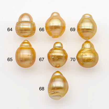 11-12mm South Sea Pearl in Natural Gold Color, Loose Drop Shape, Undrilled for Jewelry Making, SKU # 2725GS