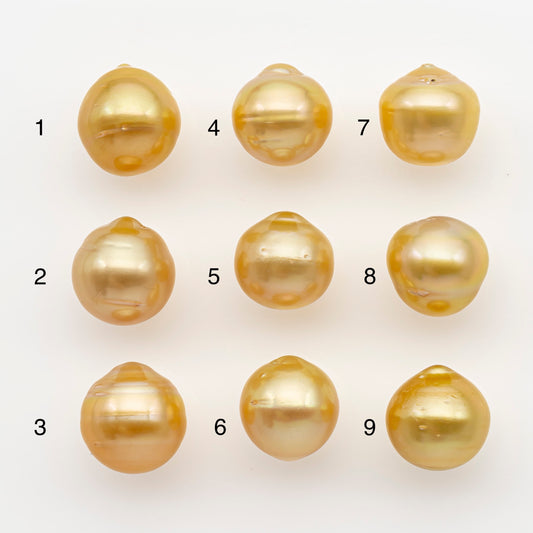11-12mm South Sea Pearl in Natural Gold Color, Loose Drop Shape, Undrilled for Jewelry Making, SKU # 2726GS