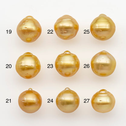 11-12mm South Sea Pearl in Natural Gold Color, Loose Drop Shape, Undrilled for Jewelry Making, SKU # 2726GS