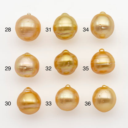 11-12mm South Sea Pearl in Natural Gold Color, Loose Drop Shape, Undrilled for Jewelry Making, SKU # 2726GS