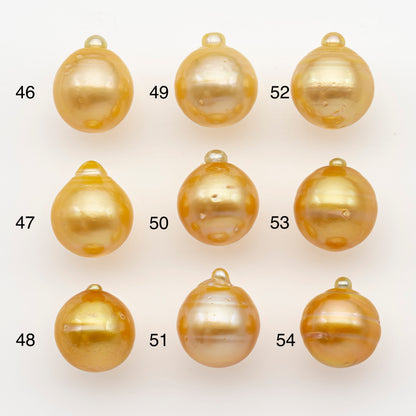 11-12mm South Sea Pearl in Natural Gold Color, Loose Drop Shape, Undrilled for Jewelry Making, SKU # 2726GS