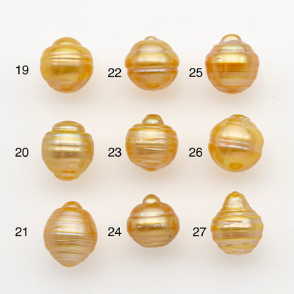 11-12mm South Sea Pearl in Natural Gold Color, Loose Drop Shape, Undrilled for Jewelry Making, SKU # 2727GS