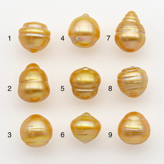 11-12mm South Sea Pearl in Natural Gold Color, Loose Drop Shape, Undrilled for Jewelry Making, SKU # 2728GS