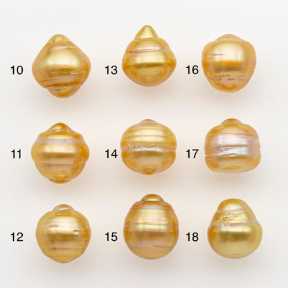 11-12mm South Sea Pearl in Natural Gold Color, Loose Drop Shape, Undrilled for Jewelry Making, SKU # 2728GS