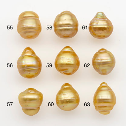11-12mm South Sea Pearl in Natural Gold Color, Loose Drop Shape, Undrilled for Jewelry Making, SKU # 2728GS