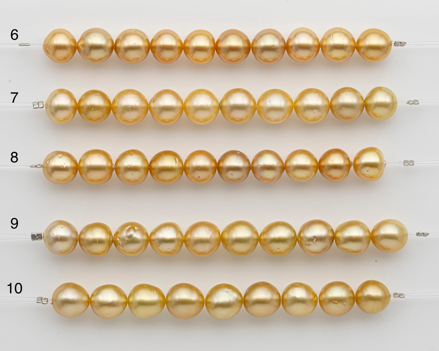 10-11mm Golden South Sea Pearl Near Round, Natural Color Pearls for Jewelry Making, Short Strand, SKU # 2739GS