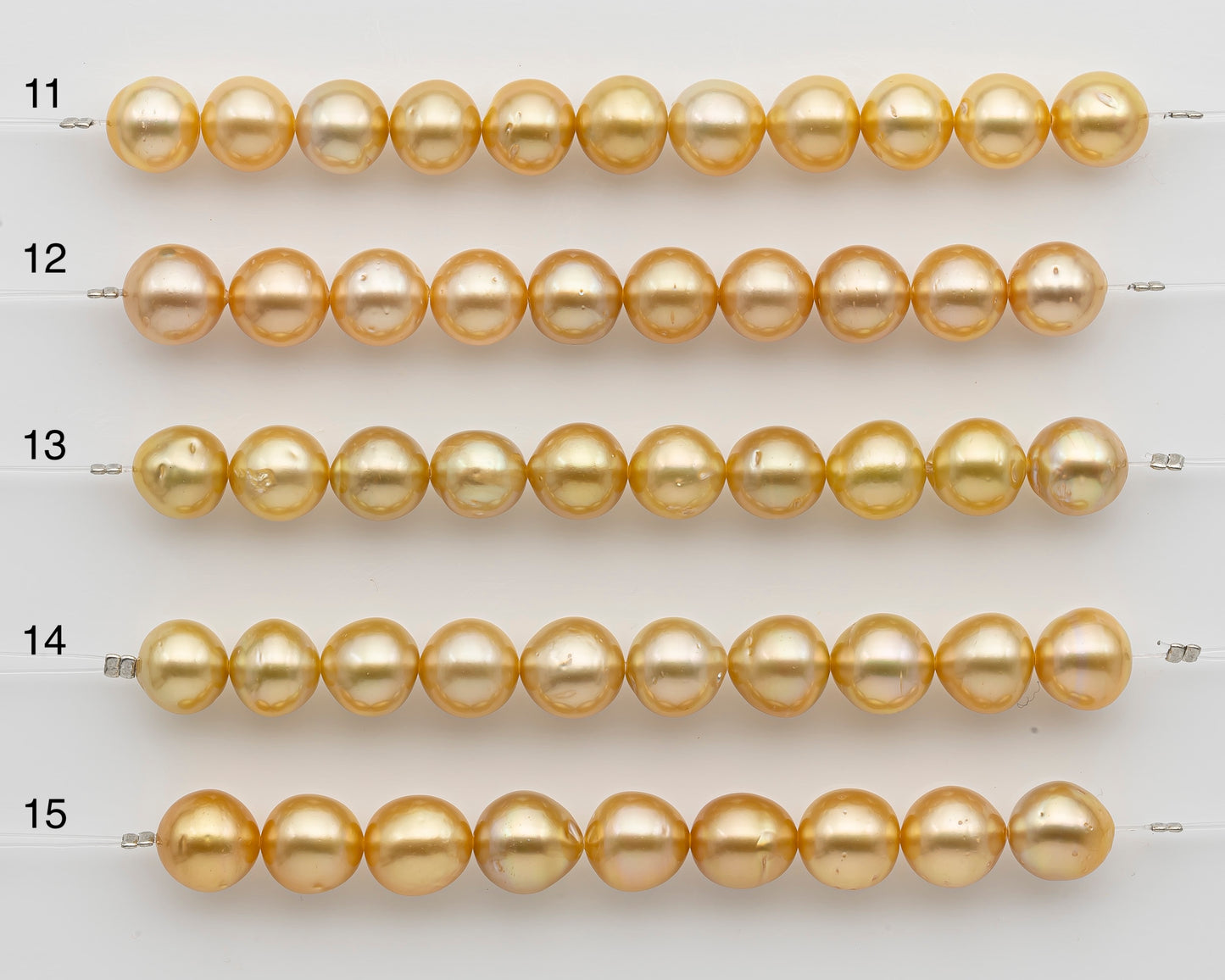 10-11mm Golden South Sea Pearl Near Round, Natural Color Pearls for Jewelry Making, Short Strand, SKU # 2739GS