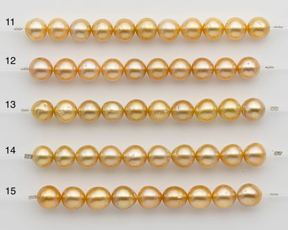10-11mm Golden South Sea Pearl Near Round, Natural Color Pearls for Jewelry Making, Short Strand, SKU # 2739GS